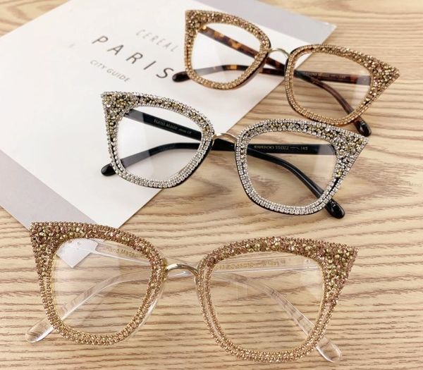 

2020 ретро горный хрусталь кошка солнцезащитные очки женщин марочные сверкающий бриллиантовый солнцезащитные очки градиент зеркало объектива, White;black