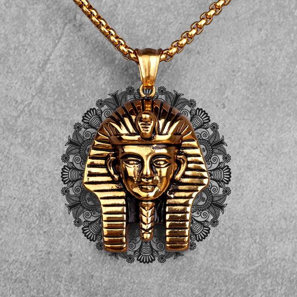 

egypt pharaoh long men necklaces pendant chain punk hip hop for boyfriend male stainless steel jewelry creativity gift wholesale, Silver