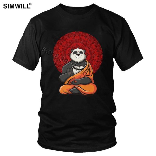 

funny panda t shirt for men 100% cotton yoga meditation t-shirt short sleeve o neck tshirt urban graphic tee big size top