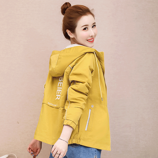 

women's jackets 2021 autumn hooded fashion long sleeve windbreaker female casual zipper lightweight basic coat p717, Black;brown