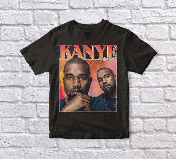 

kanye west 90s vintage мужской черный tshirt мужчин тенниска