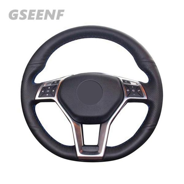 

car steering wheel cover for a-class 2013-2020 cla-class 2013 c-class black hand-stitched artificial leather