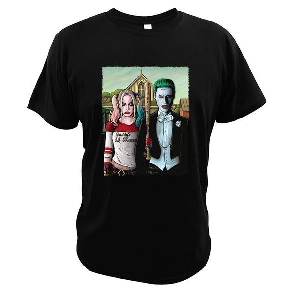 

suicide squad t shirt harley quinn the joker dc comics super villain american gothic men cotton t shirt funny tees