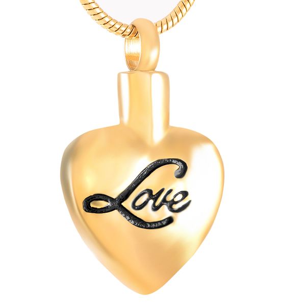

love engraved in heart pendant letter necklace heart cremation jewelry ash keepsake for memorial with funnel, Silver