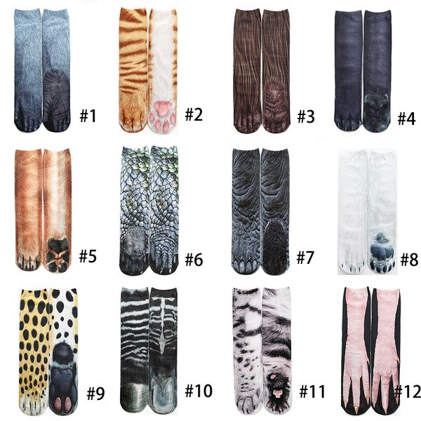 23 Cores Padrão 3D Socks animal Garra Impresso Mulheres Homens Hip Hop Stocking Cotton Hiphop Meias M2771