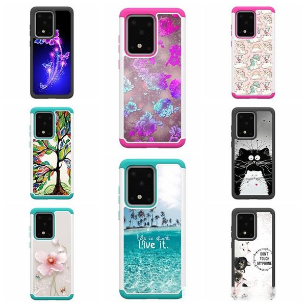 

shockproof case for samsung s20 ultra s20 note 10 plus a20e a20 a50 hard pc tpu defender owl cat flower butterfly hybrid armor ocean cover
