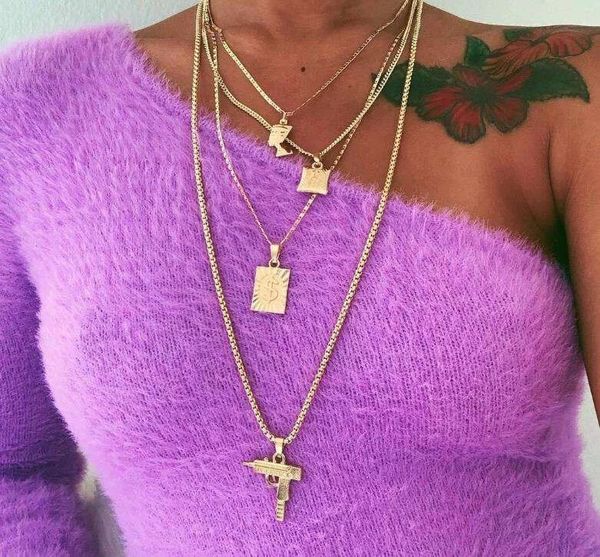 

chokers bohemia multilayered coin pendant necklaces for women fashion golden geometric charm chains necklace jewelry wholesale, Golden;silver