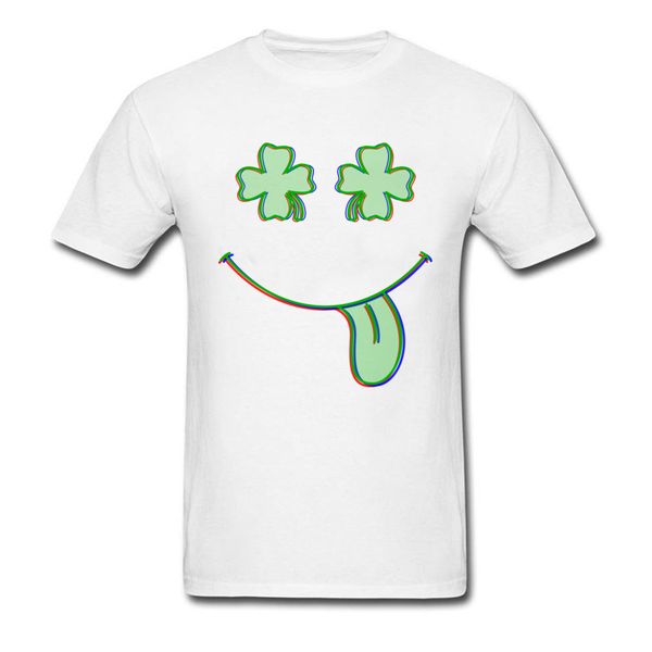 

2018 custom male tshirts street style trippy shamrock smile funny design t-shirt plus size xxxl men cotton tee shirt