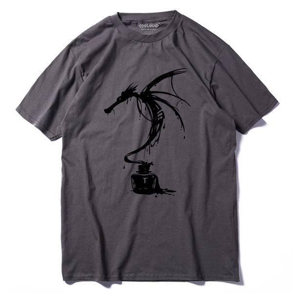 

coolmind qi0224a street syle summer o-neck men t shirt loose 100% cotton short sleevve cool printed men tshirt