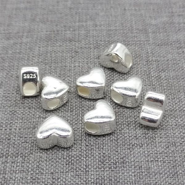 

other 8pcs of 925 sterling silver shiny plain love heart beads for bracelet necklace
