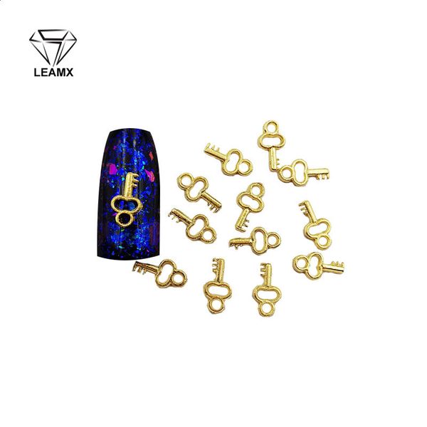 

50 pcs/bag nail decoration sticker 3d key shape shiny manicure charm alloy nails charms for manicure decoration, Silver;gold