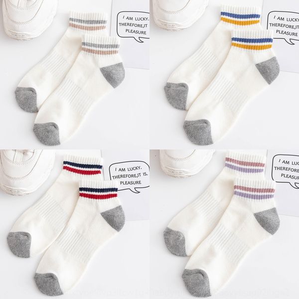 

new women's terry bottom waist-tied boat boat cotton classic parallel bars striped cotton socks sweat-absorbent deodorant sports socks, Black