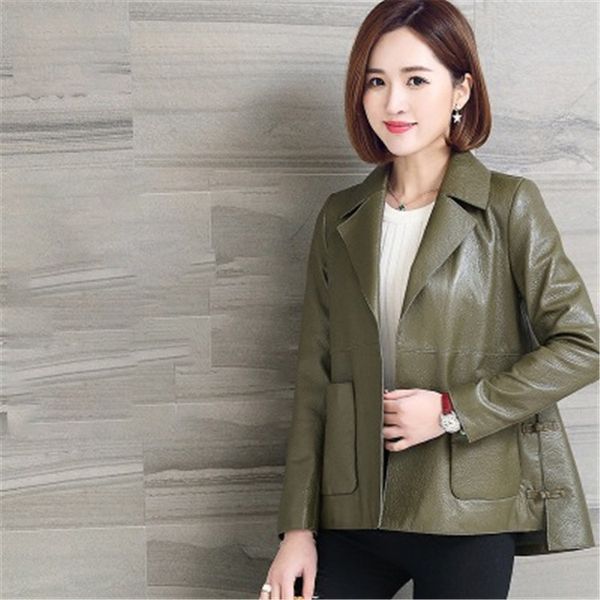 

2020 women spring genuine real sheep leather jacket r34, Black