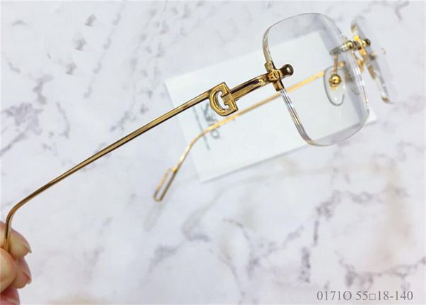 

new fashion design optical glasses 0171 k gold square frameless retro modern business style can make prescription glasses, Black