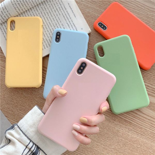 

soft silicone case for iphone 11 pro max 6 s 7 8 plus phone x xs max xr cute candy color couples soft silione shockproof cover