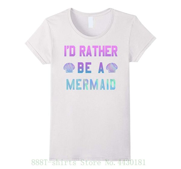 

women's tee i'd rather be a mermaid holographic ombre graphic t shirt funny tracksuit grunge gift clothing