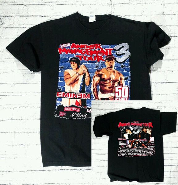 

eminem50 cent 2005 anger management tour 3 vintage t shirt rare hip hop clothing cotton short sleeve t-shirt tee