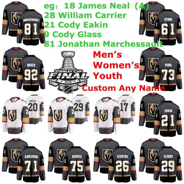 

stanley cup final vegas golden knights jerseys james neal jersey william carrier cody eakin glass jonathan marchessault hockey jerseys mens, Black;red