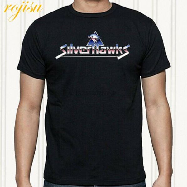 

silverhawks logo 80s 90s retro cartoons mens black t-shirt size s to 3xl