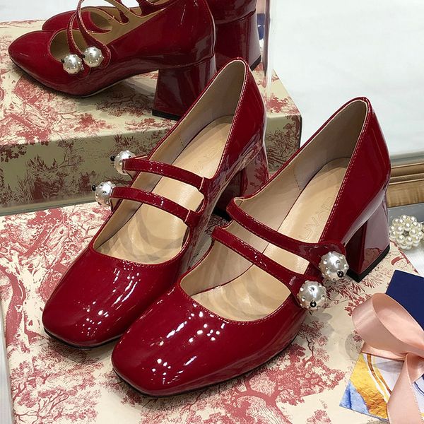 

mary janes shoes women retro high heels pumps women patent leather chaussures femme luxury party ladies shoes zapatos de mujer, Black