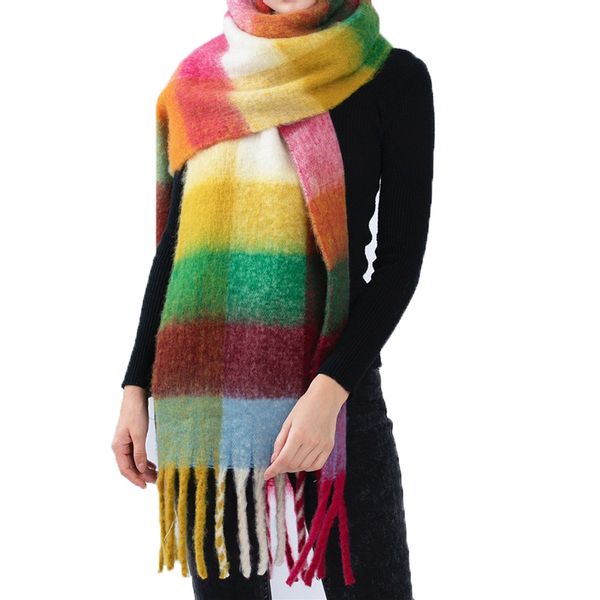 

scarves 2021 fashion cashmere women plaid scarf winter warm shawl and wrap bandana long tassel female foulard thick blanket, Blue;gray