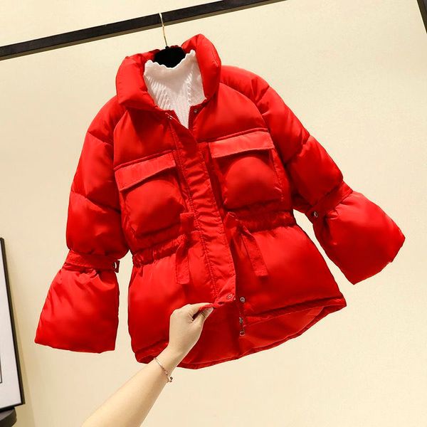 

women winter jacket women zipper pockets winter jacket loose solid keep warm jacket winter, Black