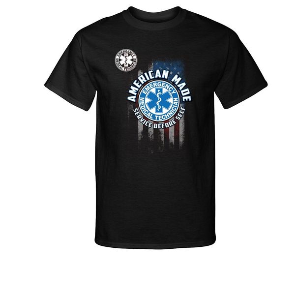 

2019 fashion cotton tee shirt fashion emt american made. service before self t-shirt