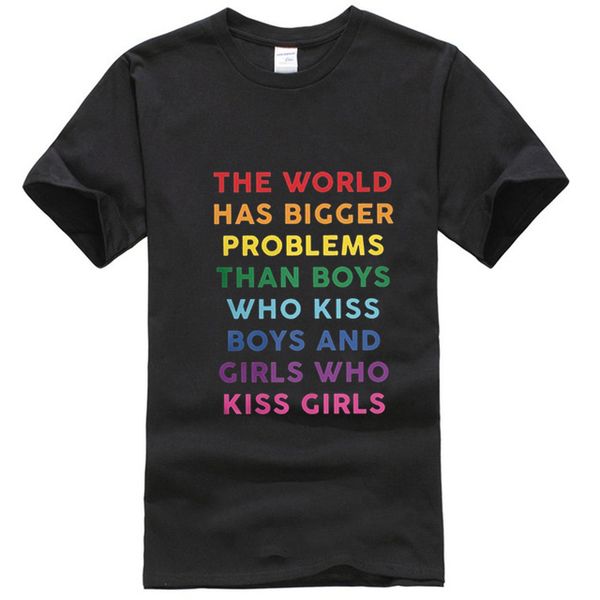 

bigger problems t-shirt for men pride gay lesbian bisexual rainbow lgbt lgbtq tee shirt o-neck 100% cotton t shirt