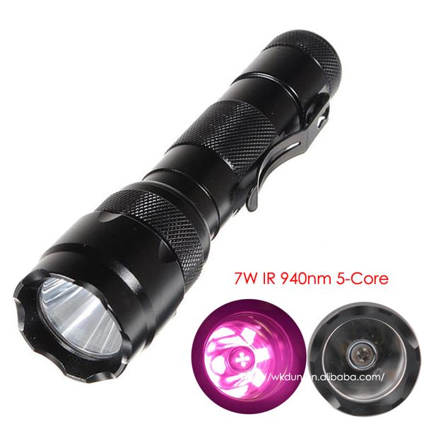 

flashlights torches wf-502b 7w ir 940nm infrared 850nm 5core led 1mode smo reflector hunting torch lamp use 1 x 18650