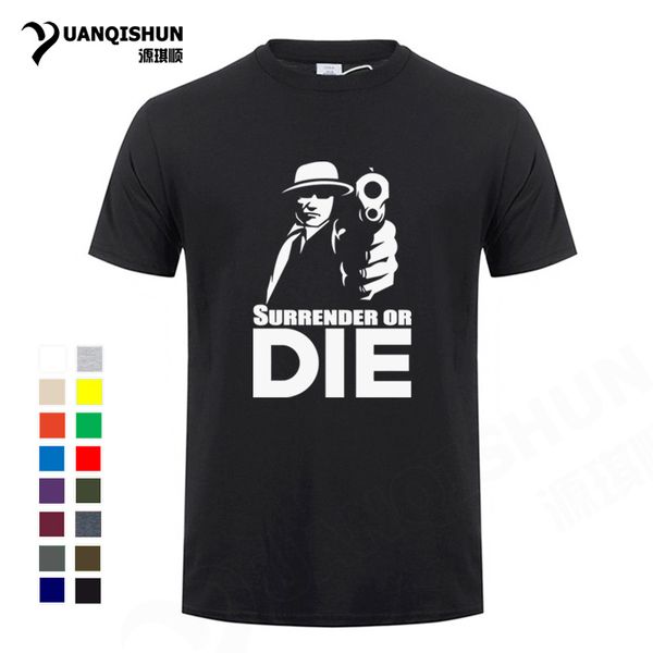 

funny surrender or die t-shirt boutique men t shirt people silhouette gun tshirt 16 colors 100% cotton fashion print tee