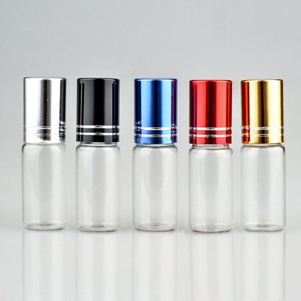 

5ml clear glass essential oil bottle stainless steel roll on bottle