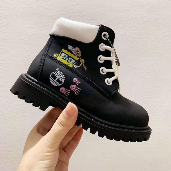 

new 2020 kids size26-34 winter boots boy girl snow boots winter girl bowling shoes fashion jogging toddlers sneakers martin outdoor, Black