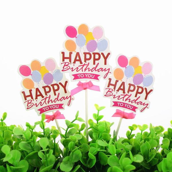 

other festive & party supplies 3pcs/lot happy birthday to you cake er colorful balloons with bowtie flags for wedding baking decor