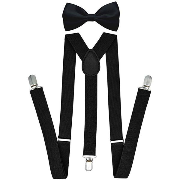 

suspenders bowtie sets for men boys women girls adults adjustable elastic bow tie party wedding y-back braces adjustable bow tie, Blue;purple