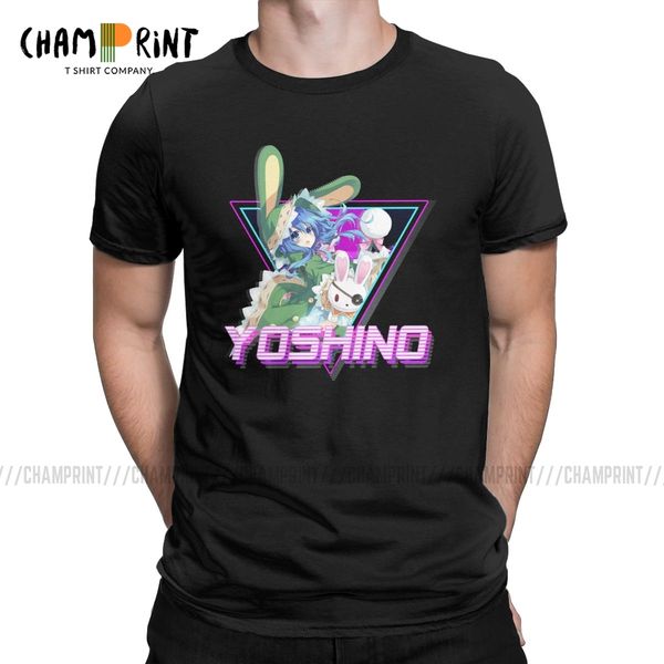 

date a live anime yoshino aesthetic t-shirt men vintage 100% cotton tee shirt round collar short sleeve t shirts printing