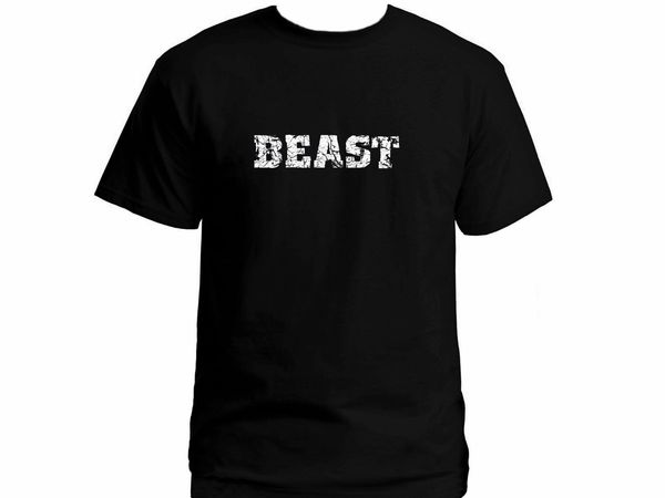 

beast distressed look funny black graphic 100% cotton new t-shirt us xxl