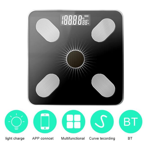 

app bt body intelligent fat scales solar-power weight scale high precision gift for family body health care