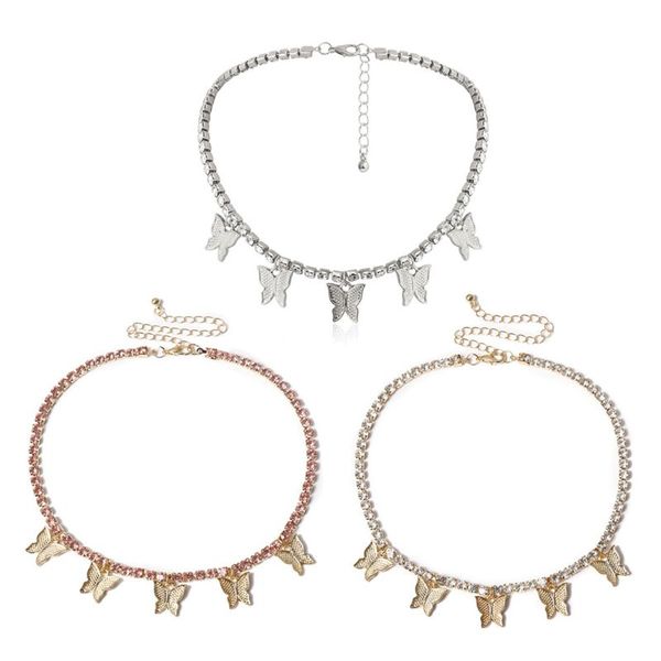

flying crystal butterfly choker necklace fully statement jewelry women, Silver