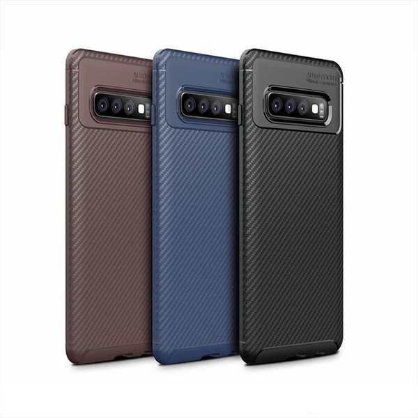 

10 pcs /lot coque galaxys10 carbon fiber silicone protector covers for samsung galaxy s10+ case s10 plus s10e smartphone cases s10plus