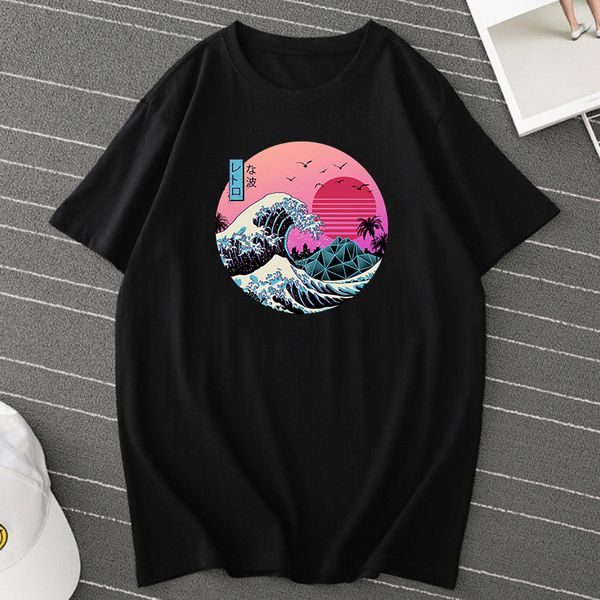 

streetwear men t shirt great retro wave tee for women oversized t shirts japanese vintage shirt camiseta mujer black tshirt