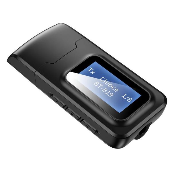 

usb dongle bluetooth 5.0 audio receiver transmitter with lcd display 2in1 mini 3.5mm jack aux usb wireless adapter for tv car pc