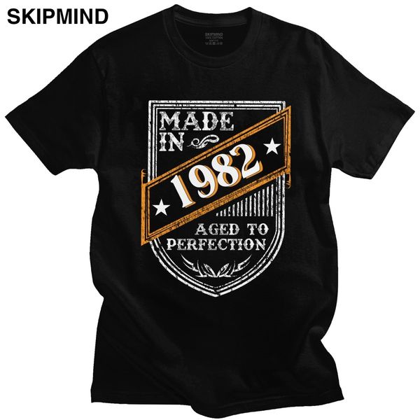 

retro men's made in 1982 aged to perfection tshirt short sleeved cotton t-shirt 38 years old birthday gift anniversary tee shirt
