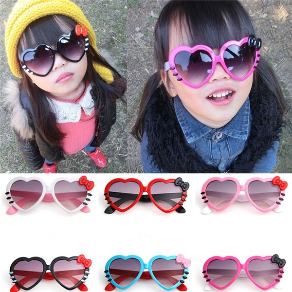 

2020 new fashion kid's sunglasses boys girls child lovely cartoon love heart sun glasses eyewear uv400 shades goggle, White;black