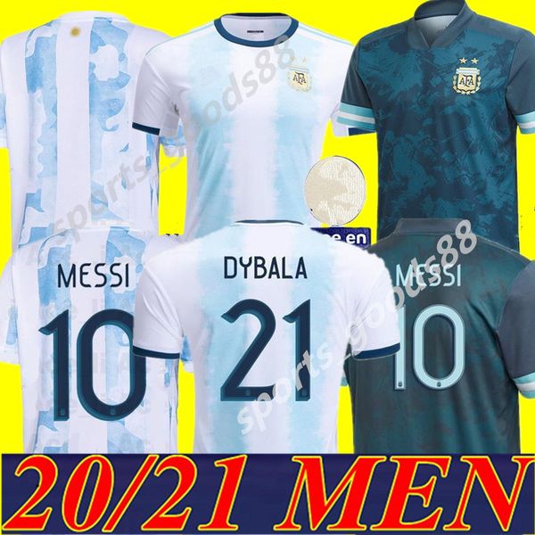 

20 21 argentina home messi argentina soccer jersey 2020 2021 men soccer jerseys higuain icardi kun aguero soccer shirt, Black;yellow