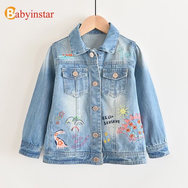 

babyinstar denim jacket for girls boutique jacket&coats baby girls clothes outerwear jackets embroidery coats children clothing, Blue;gray