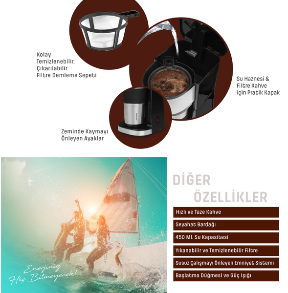 

gm-7347 perfectto personal filter coffee maker | automatic | 1 cups capacity american espresso for home and so on