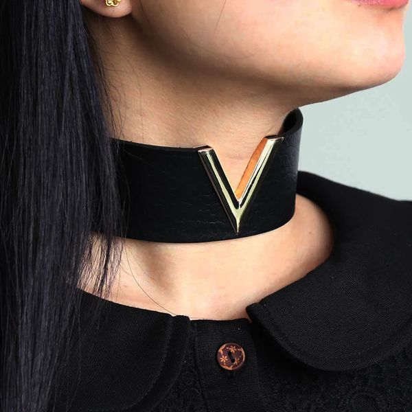 

women punk handmade jewelry v metal oversized 2020 choker leather collar bondage harness necklace chockers necklace gift, Golden;silver