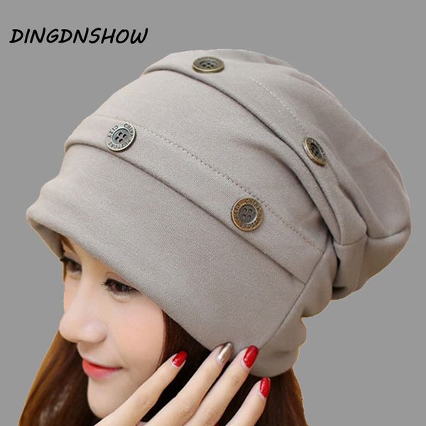 

dingdnshow] мода шапочки hat хлопок пряжка skullies 2020 winter cap трикотажные hat дамы для женщин, Blue;gray