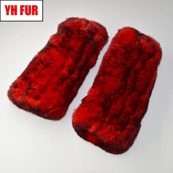 

five fingers gloves diy hand-knitted natural rex hair fingerless russian ladies winter thick warm original authentic fur, Blue;gray