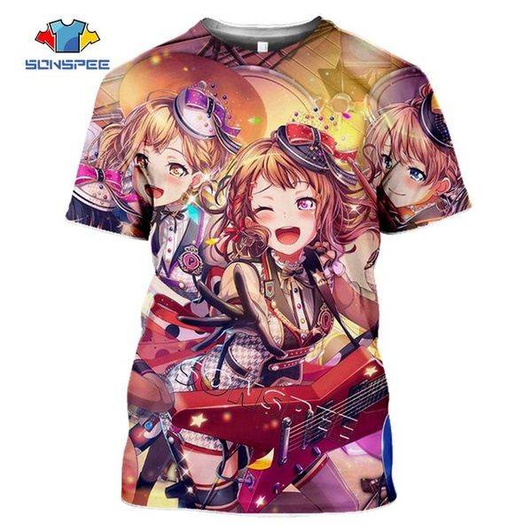 

anime cute girl bang dream 3d summer 3d print shirts plus size hentai hippie men clothing